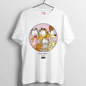 加菲貓 2019春夏系列 T-shirt － 粉紅圓圈款 （白/灰）